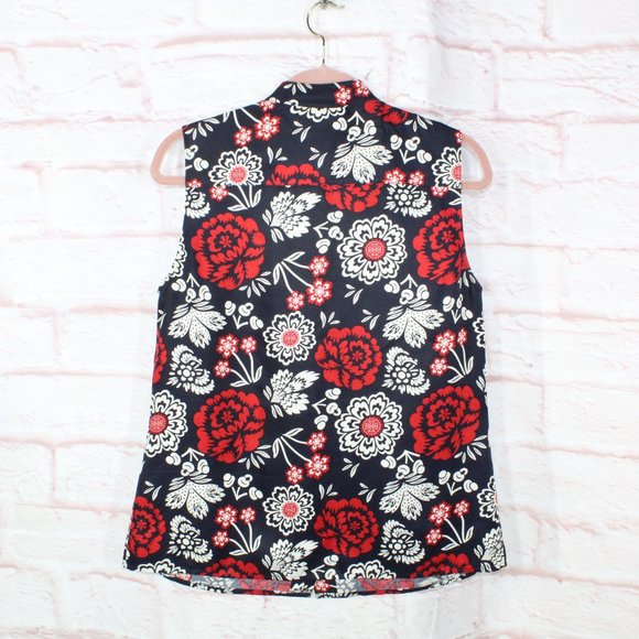 Tory Burch Multicolor Floral Sleeveless Button Down Silk Tops Size 12 - Picture 6 of 9